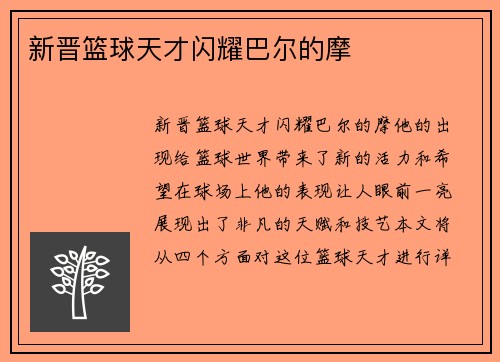 新晋篮球天才闪耀巴尔的摩